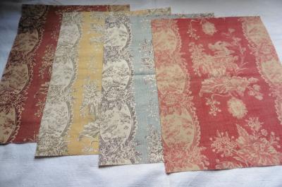 Marvic Lot 4 superbes coupons de tissu Les Oiseaux Toile de Jouy lin 53x41cm