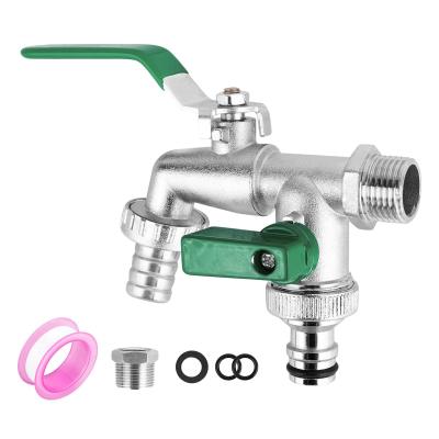 Robinet Double Sortie 1-2 3-4 avec Adaptateur, 2 Raccords De Tuyau Et Bande D...