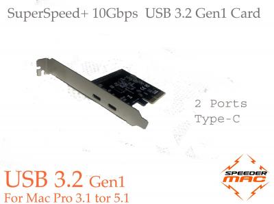 USB 3.2 Gen1 (10 Gbps), 2 Puertos Tarjeta PCIe Para Mac Pro 3.1 A 5.1  USB C