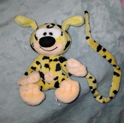 Peluche doudou marsupilami b�b� jaune NOUNOURS 2001 noir tachet� 15 cm assis TBE