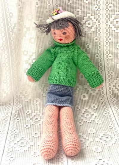 Magnifique Poup�e Maman Tricot� Main pi�ce unique H=40cm !