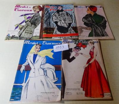 Modes et Travaux ann�e 1953  lot de 5  revues avec 4 suplements