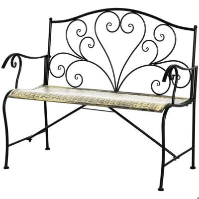 Banc de Jardin M�tal Noir Dor�   Mod�le Effet Vieilli   Style N�o R�tro