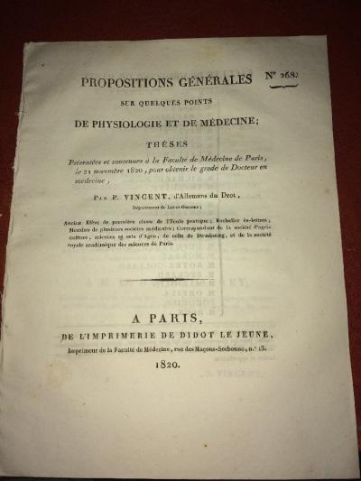 M�DECINE. QUELQUES POINTS DE PHYSIOLOGIE ET DE M�DECINE .1820.
