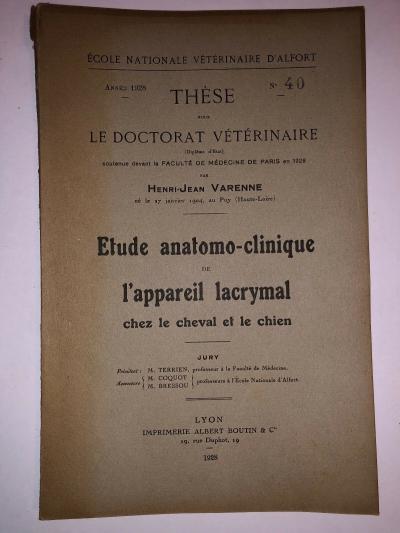 Th�se   Etude anatomo clinique de l'appareil lacrymal chez le cheval et le chien