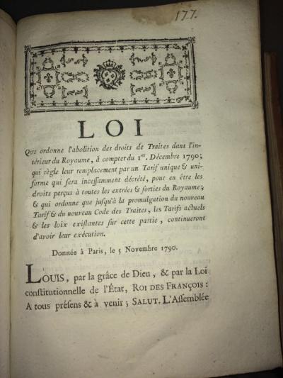 DROITS DE TRAIT�S. R�VOLUTION. DOCUMENT DE 1790 IMPRIM� � GAP.