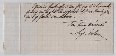 Auguste Lalance   Fragment de lettre autographe sign�