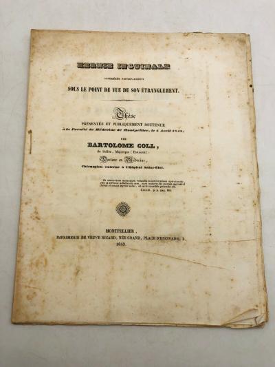 Hernie inguinale - Sous le point de vue de son �tranglement - Th�se - 1843