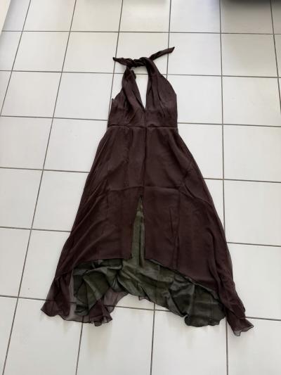 Robe soir�e dos nu Taille 38 voile fin cr�pe doubl�e satin bustier renforc�