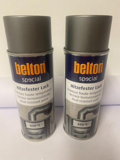 LOT DE 2 BOMBE DE PEINTURE HAUTE TEMPERATURE GRIS FONTE 650�C BELTON ( 1.1236.2)
