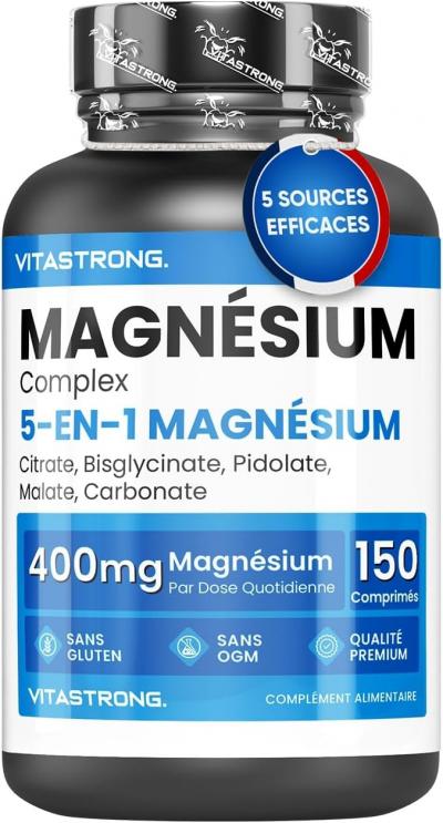 Magn�sium Complexe 5 en 1, 400mg par Dose, 5 Sources de Magn�sium Bisglycinate,