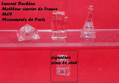 S�rie compl�te 3 f�ves monuments Paris Duch�ne MOF verre tour Eiffel Louvre