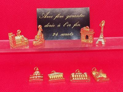S�rie f�ves compl�te monuments de Paris dor� tour Eiffel Arc Triomphe Madeleine