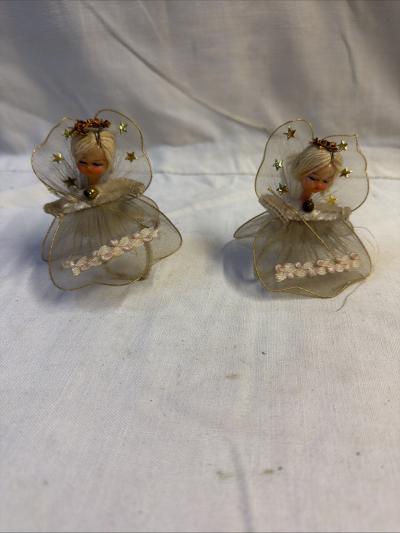 Ancienne d�coration de NO�L   2 petits Anges en voile de nylon   Made in japan