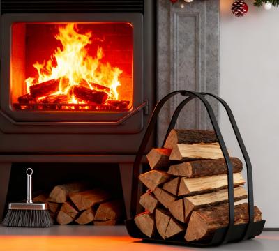 Panier � b�ches de chemin�e   Porte b�ches en m�tal noir rev�tu par poudre av...