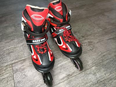 roller Banwei Inlines skates, Adjustables, Noir et Rouge, tailles 35 38