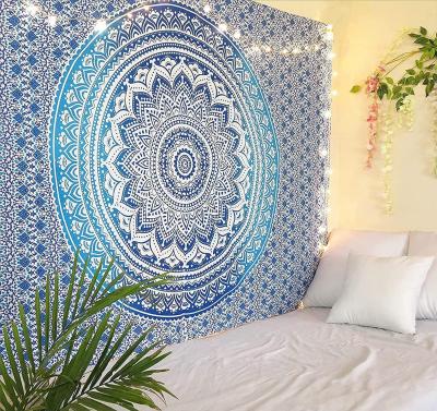 Mandala Hippie Tapisserie Bleu Ombre Tenture Murale Drap Chambre Cotton Tissu...