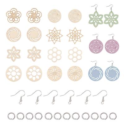 PandaHall Kit de fabrication de boucles d'oreilles en bois brut avec 80 pende...