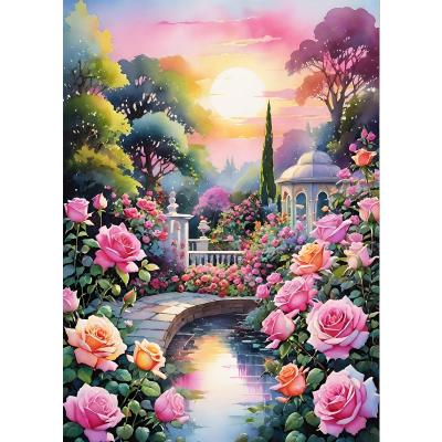 5D Jardin de Monet Peinture Diamant Painting Kit, DIY Fleurs Art du Diamant C...