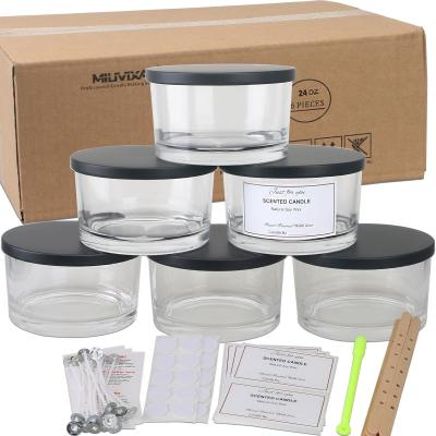 Lot de 6 pots � bougies de 710 ml avec couvercles en m�tal et kits de fabrica...