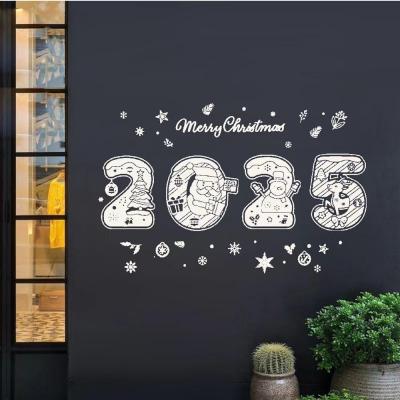 2025 Autocollants de No�l Blanc Flocon de Neige Bonhomme de Neige Arbre D�cor...