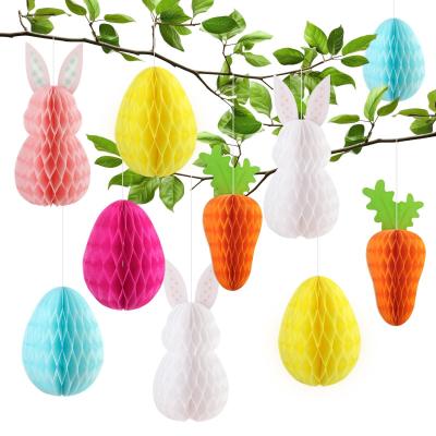 Sunyunze 12 Pi�ces Suspendus Color� Nid D'abeille Lapin de P�ques D�corations...