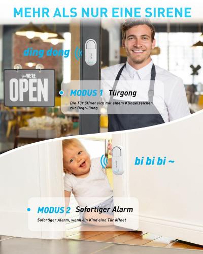 Lot de 2 d�tecteurs d'alarme de porte et de fen�tre et 1 t�l�commande 120 dB ...