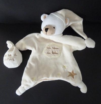 se. Doudou marionnette BABY NAT OURS UN REVE DE BEBE poudre � dormir blanc cr�me