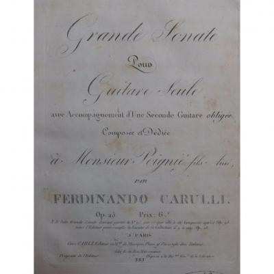 Grande sonate Carulli Ferdinando op. 25 piano guitare musique 1811