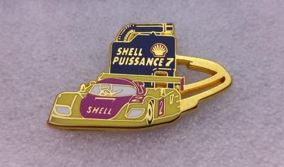 ED84 pin's Porsche 24h du mans shell jaune rose puissance 7 arthus bertrand