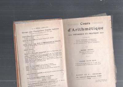 livre Manuel scolaire COURS D'ARITHMETIQUE Henri Neveu 1920 theorique pratique