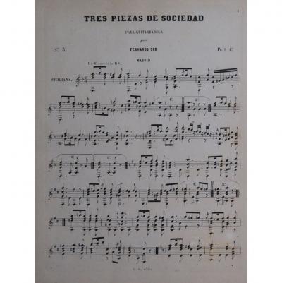 Guitare Sor Ferdinand Trois morceaux de soci�t� op 33 n�3