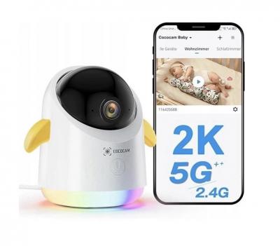 Cam�ra B�b� Wi Fi Cococam 2K   Vision Nocturne, Pleurs, Rotation 355�-120�