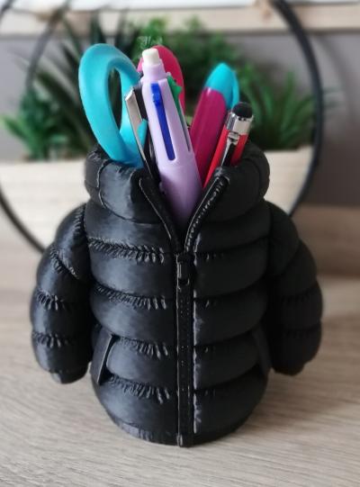 Pot � crayons original Doudoune noir   Organisateur bureau design   Rangement