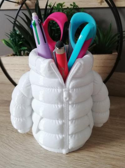 Pot � crayons original Doudoune blanche   Organisateur bureau design   Rangement