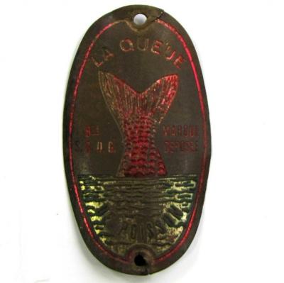 Ancienne PLAQUE cadre de V�LO cycles LA QUEUE DE POISSON mi XX�me