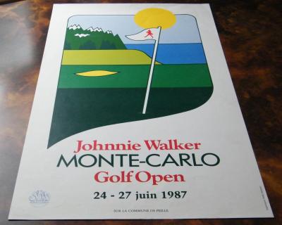 OPEN de GOLF de Monte Carlo 1987 Affiche originale SBM   Sponsor Johnnie Walker