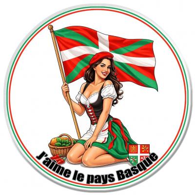 AUTOCOLLANT PINUP PIN UP J'AIME PAYS BASQUE COTE ATLANTIQUE OCEAN STICKER JZ018