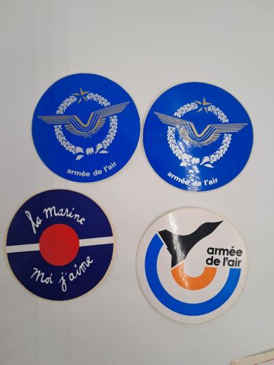 Lot 4 autocollants militaires vintage Arm�e de l'Air Marine Nationale sticker...
