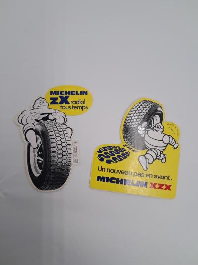 Lot 2 autocollants Michelin Bibendum vintage XZX ZX radial ann�es 70 80 sticker