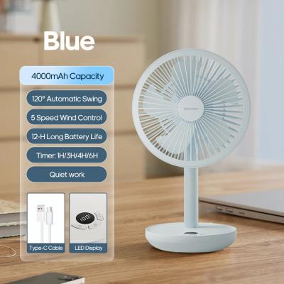 Nouveau ventilateur de bureau oscillant intelligent portable, 4000 mAh, 5...