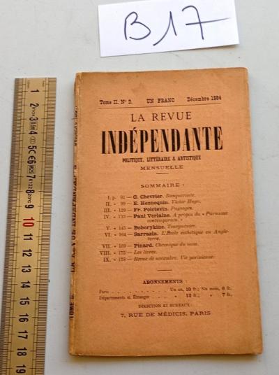 La Revue Ind�pendante n�2 D�c 1884
