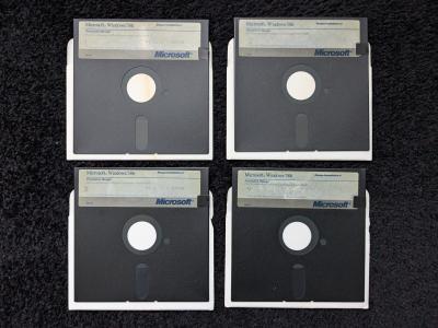 Microsoft Windows-386 2.11   Set de 4 disquettes 5.25'' originales
