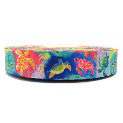3m ruban gros grain tortues de mer 25 mm