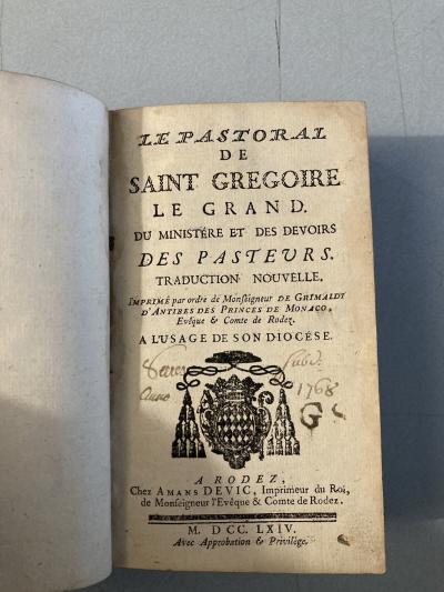Livre ancien Le Pastoral De Saint Gr�goire Le Grand Rodez Amans Devic 1764