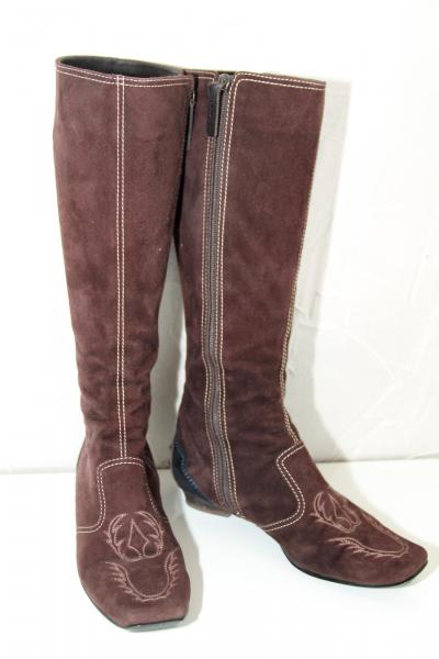 Luxuri�se Stiefel Gezippt aus Wildleder Dunkelbraun Tod's Gr��e 36 Fast Neu