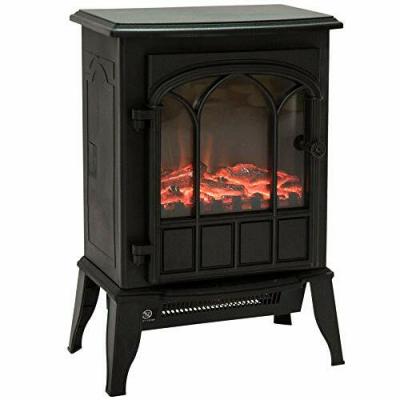 Chemin�e Electrique Po�le Style R�tro1000 2000W Simulation Flamme LED Porte Noir