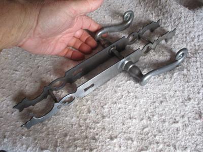 Ancienne Paire de Poign�e et Plaque de Porte ou Portail Fen�tre en M�tal au Coq