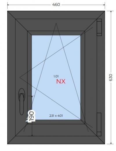 Fen�tre Pvc Gris Anthracite ext Ral 7016 - blanc int  Largeur 460 Hauteu 630
