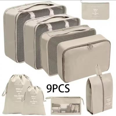 Lot de 9 sacs de rangement de v�tement Organisateur Pliable bagage armoire beige